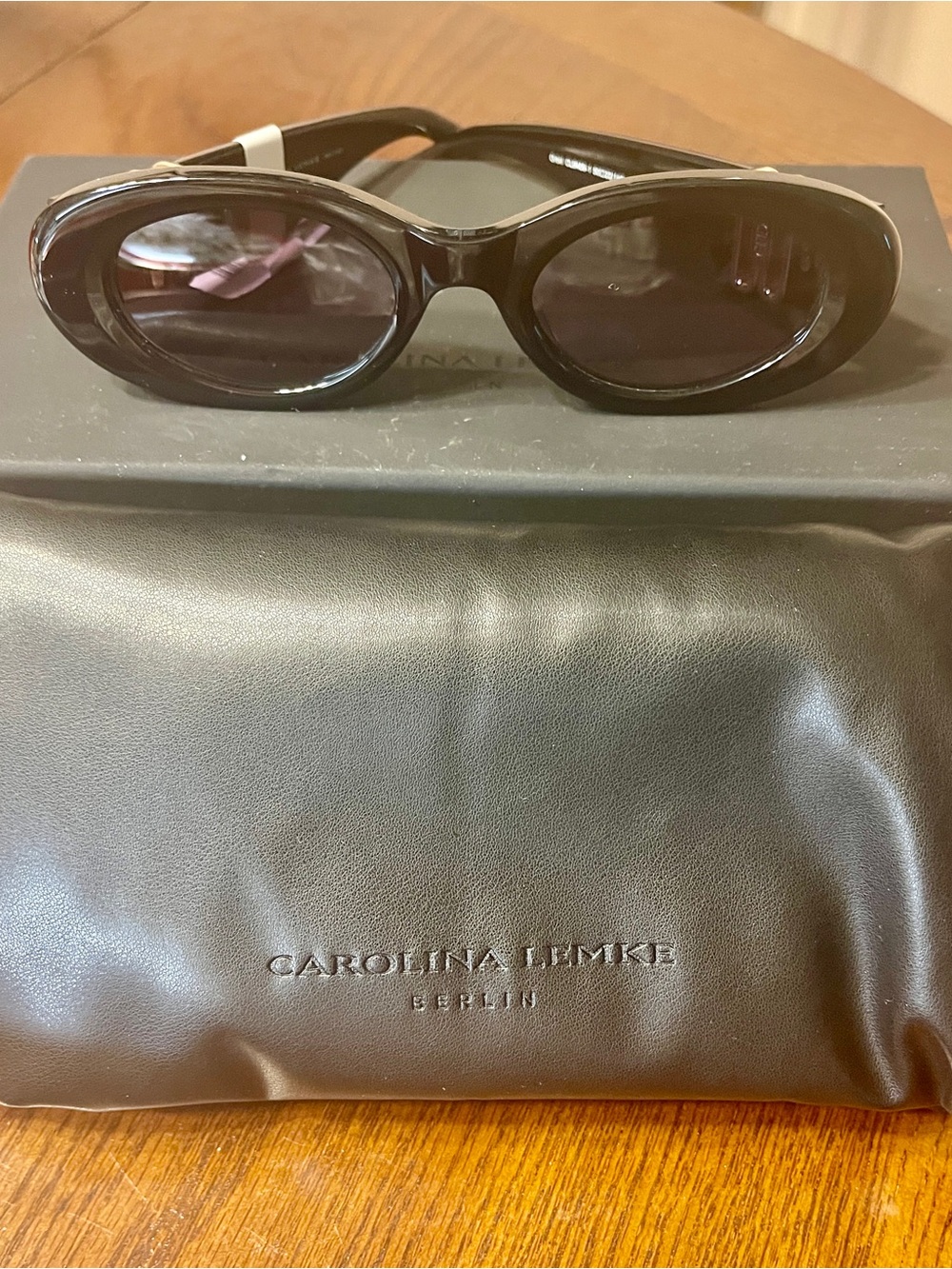 Carolina Lemke Black Oval Women's Sunglasses